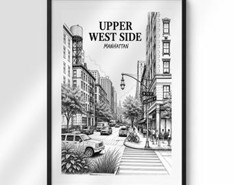 Poster van de Upper West Side in Manhattan | Zwart-wit muurdecoratie van New York | Print van New York City