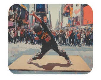 Times Square B-Boy Mouse Pad | NYC Street Art Style -- Ultra-Thin, Non-Slip, Stain-Resistant Desk Accessory