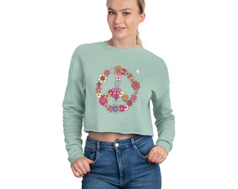 Peace and Dove Damtröja med kort passform | Mysig fleece | Avslappnad passform, iögonfallande stil