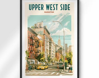 Poster van de Upper West Side in Manhattan | Vintage muurdecoratie uit New York | Print van New York City