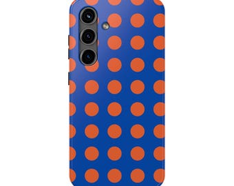 Tough Phone Cases | iPhone  | Blue Orange Polka Dot by HappyFunDesign