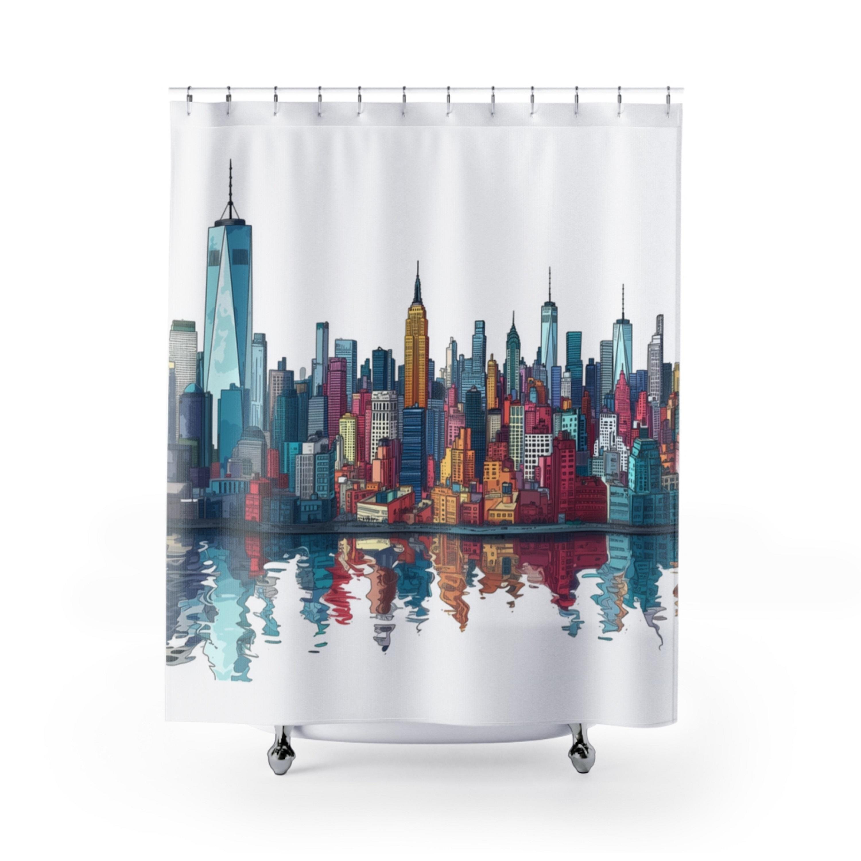 New York City Skyline Shower Curtain - Add a Touch of Urban Elegance!, image size:3000x3000