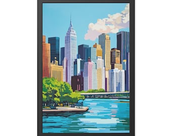 Lebendiges Manhattan Stadtbild gerahmtes Poster - NYC Urban Wall Art