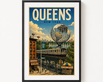 Reisposter Queens, New York | Unisphere-print | Muurdecoratie Flushing Meadows