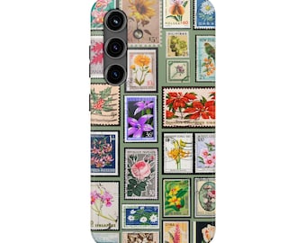 Tough Samsung Galaxy Case - International Floral Stamps by HappyFunDesign | Shock-Resistant and Wireless Charging Compatible
