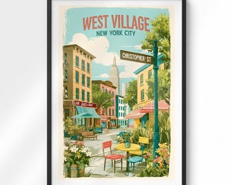 Poster van West Village in New York City | Vintage muurdecoratie van Christopher Street in Manhattan