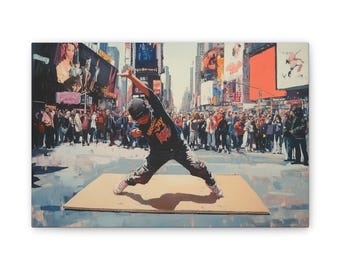 Times Square B-Boy Breakdance Canvas Print - NYC Street Art Vibes