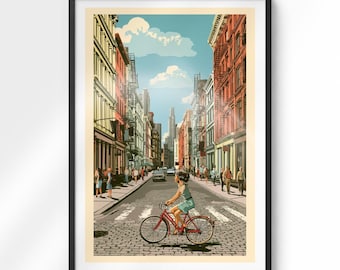 SoHo Girl Poster | Vintage NYC Street Art | Muurprint Manhattan