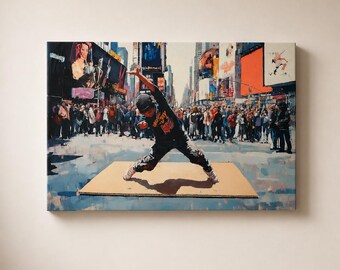 Times Square Breakdancer Canvas Print | NYC Urban Street Art, Dance Wall Decor