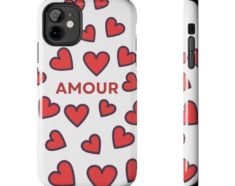 iPhone-skal med tuffa mönster för iPhone - AMOUR Hearts av HappyFunDesign