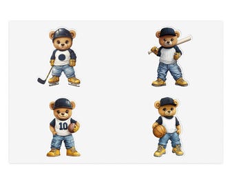 Sticker Sheets | Tough Teddy Sports by HappyFunDesign