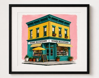 Kosher Delicatessen Corner Poster | New York City Wall Art