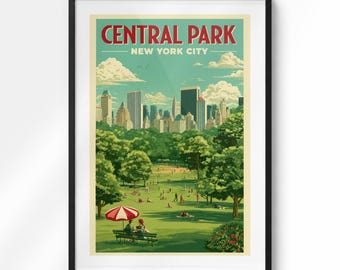 Poster van Central Park in New York City | Vintage muurdecoratie van NYC | Reisprint