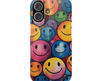 iPhone Slim Phone Case | Happy Face Mural by HappyFunDesign