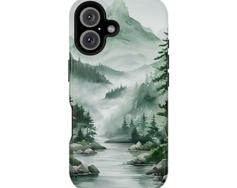 MagSafe® Compatible iPhone Case - Tranquil Watercolor Mountain