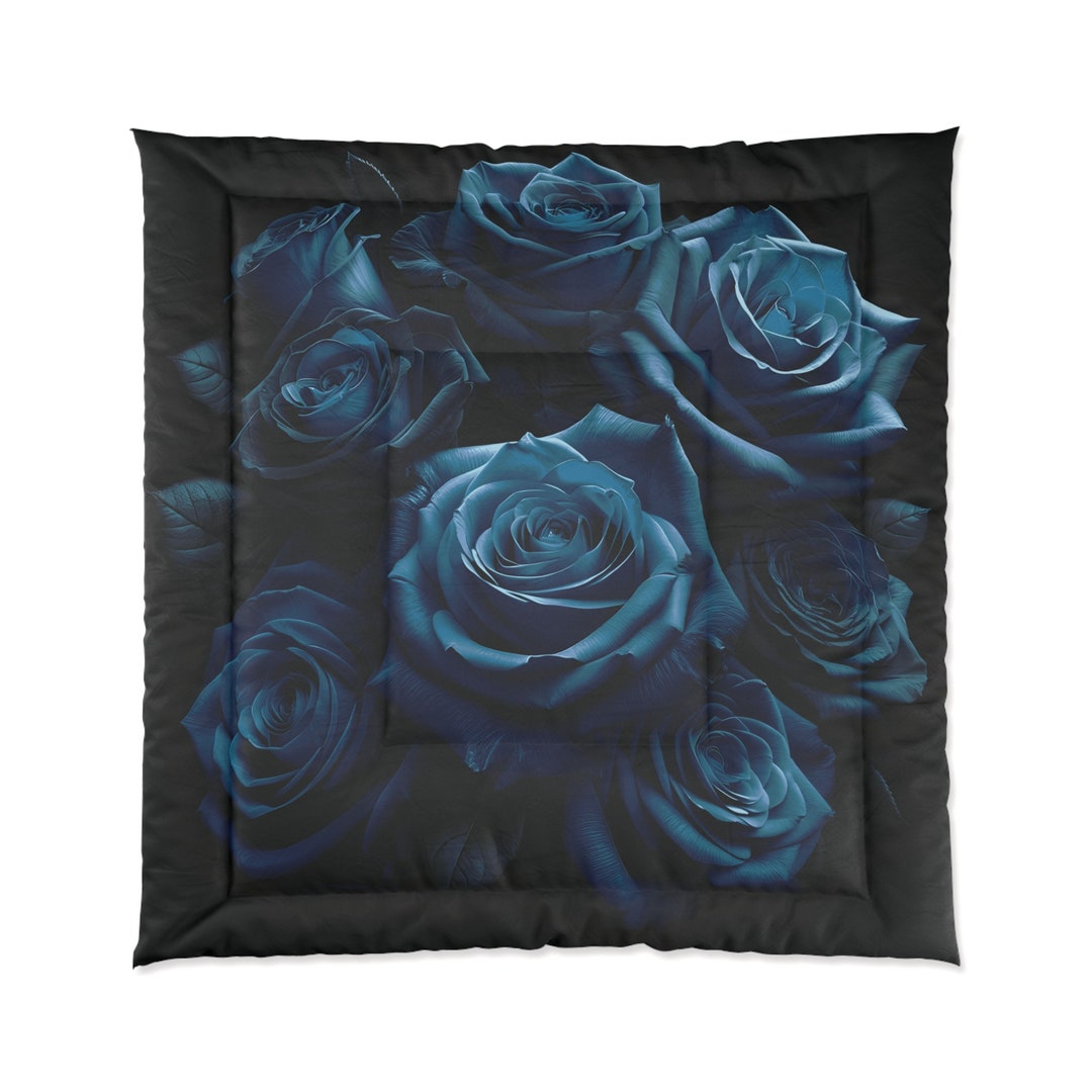 Midnight Blue Roses Comforter 88 88 Etsy