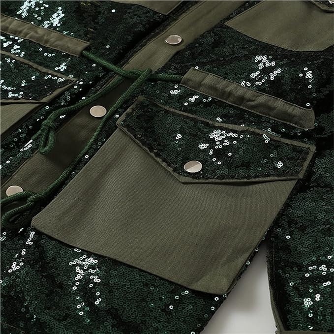 Women Green Sequin Jacket