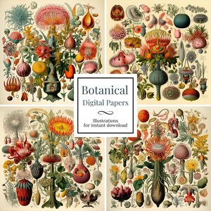 Botanische digitale Papiere | Hochauflösende florale Hintergründe | Inspiriert von klassischen Künstlern | 300 DPI | Sofortiger Download