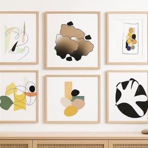 Lot de 6 Affiches Abstraites Modernes – Art Numérique Minimaliste – Ambiance Scandinave – Téléchargement Digital à Imprimer