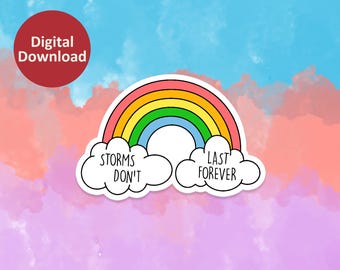 Stormar varar inte för evigt regnbåge digital nedladdning PNG