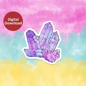 パープルクリスタルクラスターデジタルダウンロードPNG