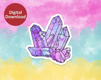 Fioletowy klaster kryształów Pobierz cyfrowo PNG