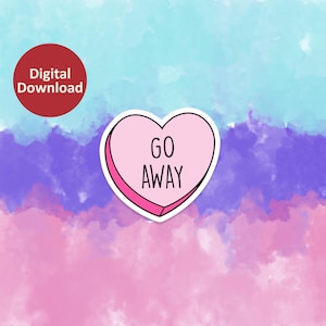 Go Away ピンクのハート デジタルダウンロード PNG