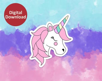 Pastel Unicorn Head Digital Download PNG