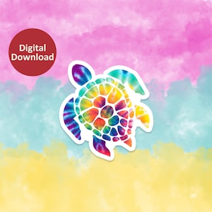 Rainbow Tie Dye Turtle Digital Download PNG