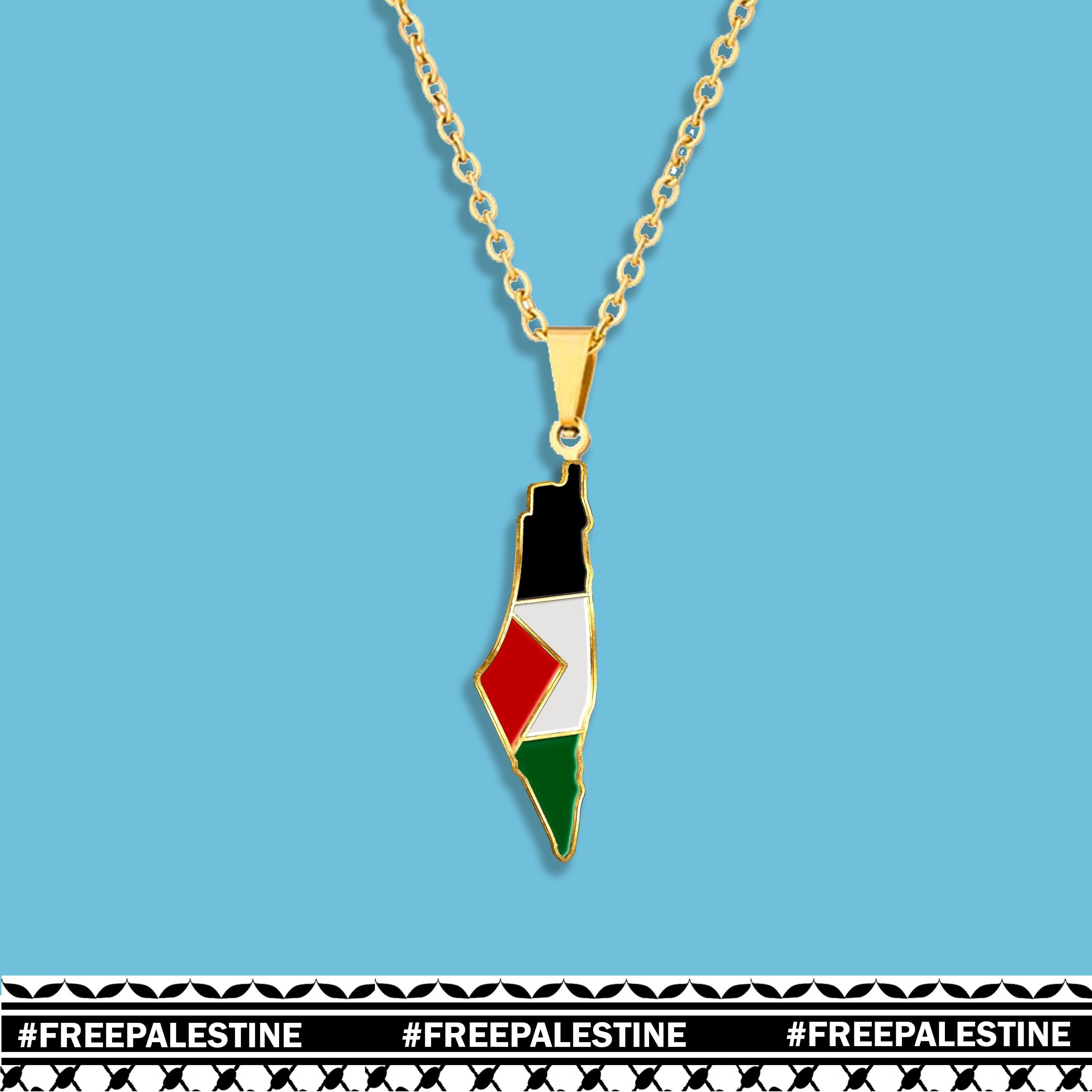 Getsona Collier Pendentif Carte Israël Palestine - Bijou Ethnique Hip Hop Pour Femmes/Hommes