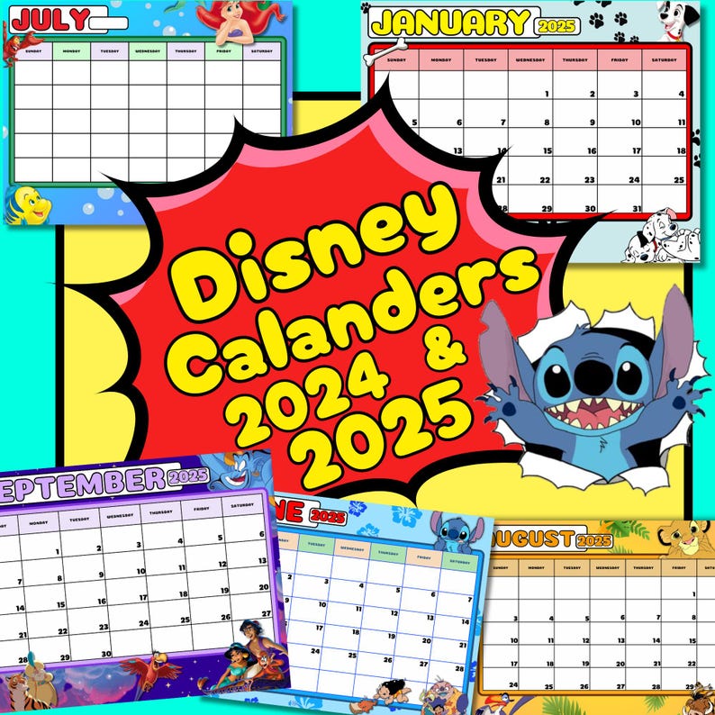EDITABLE 2024 Printable Kid's Calendar, 2025 Printable Fillable Monthly