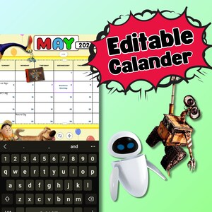 EDITABLE  Printable Kid's Calendar, Printable Fillable Monthly Calendar, Classroom Decor, 12 Month Digital Planner, Homeschooling, Template