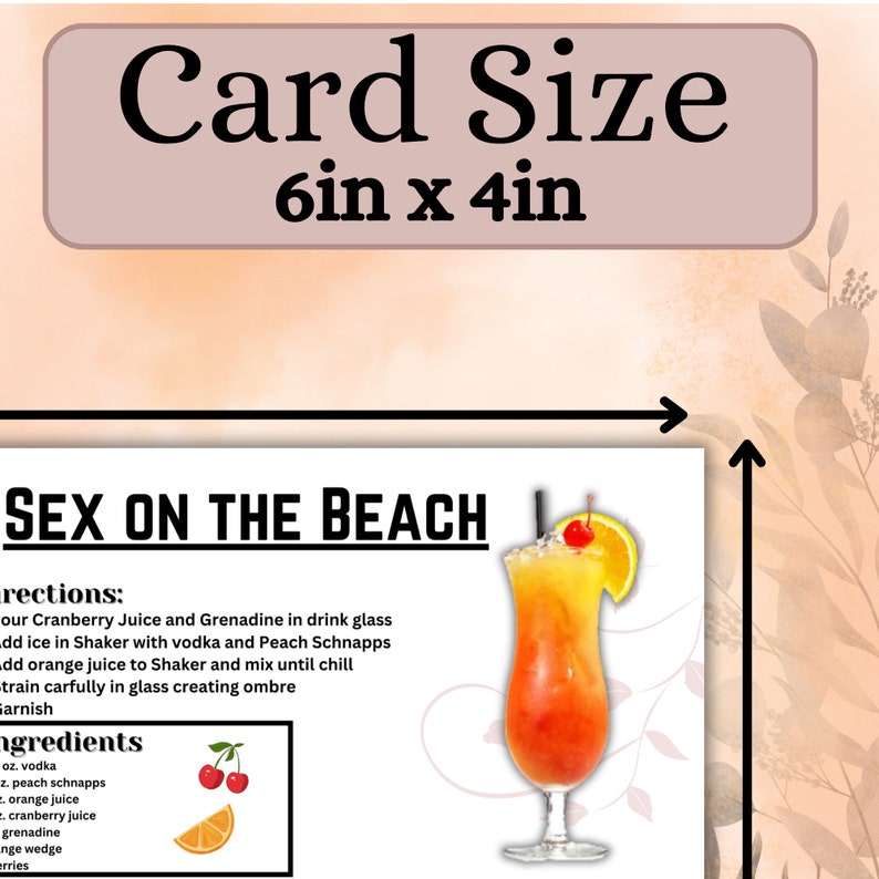 30 Popular Cocktail Recipe Cards Drink Recipe Card Printable Recipe ...