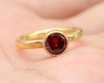 minimalist ruby silver ring, handmade jewelry, christmas gift, gift for her, unique design