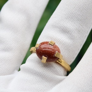 Natural Sunstone Silver Ring: Handmade Jewelry for a Unique and Warm Christmas Gift