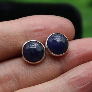 Sapphire Earrings, Handcrafted 925 Sterling Silver Stud Earrings, Minimalist Birthstone Earrings, Dainty Everyday Studs, Mother’s Day Gift