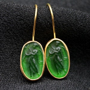 Apollo Intaglio Glass Silver Earrings: A Timeless Christmas Gift Inspired by Greek Mythology, Gift For Her