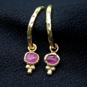Raw Ruby Silver Hoop Earrings: A Stunning Gift of Handmade Jewelry