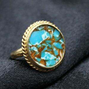 Large Turquoise Silver Ring Handmade Jewelry Turquoise  Vintage  Ring