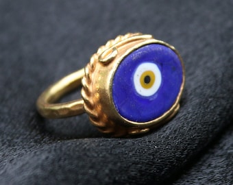 Bague en argent faite main, mauvais œil, turque, bijoux faits main