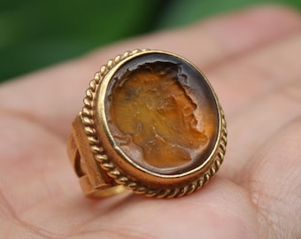 Venetian Glass Intaglio Zeus Silver Ring, Greek Jewelry, Handmade Gift, Goddess Zeus Jewelry, Perfect Gift, Statement Ring