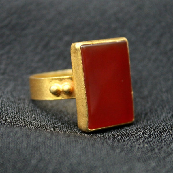 Big Carnelian Silver Ring Handmade Jewelry Handmade Gift