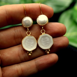 Handmade Intaglio Glass Greek Angel and Pearl Silver Earrings Handmade Jewelry Handmade Gift