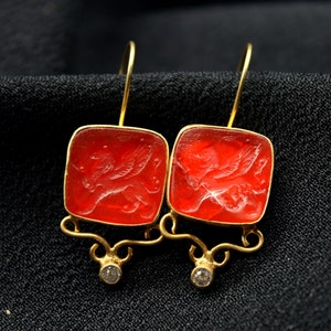 Intaglio Pegasus Silver Earrings - Handmade Artisan Jewelry