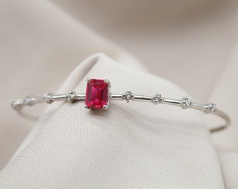 Ruby Silver Bracelet - Elegant Handmade Jewelry Handcrafted Beauty Sophisticated and Stylish Gift For Her