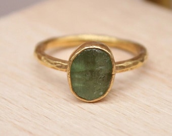 Rohe Peridot 925 Sterling Silber Ring Muttertag Ringe für Frauen