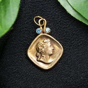 Bronze Apollo Coin Pendant in Solid 925 Sterling Silver – Handmade Goddess Necklace, Luxury Artisan Jewelry, Gift for Her, Mythical Charm