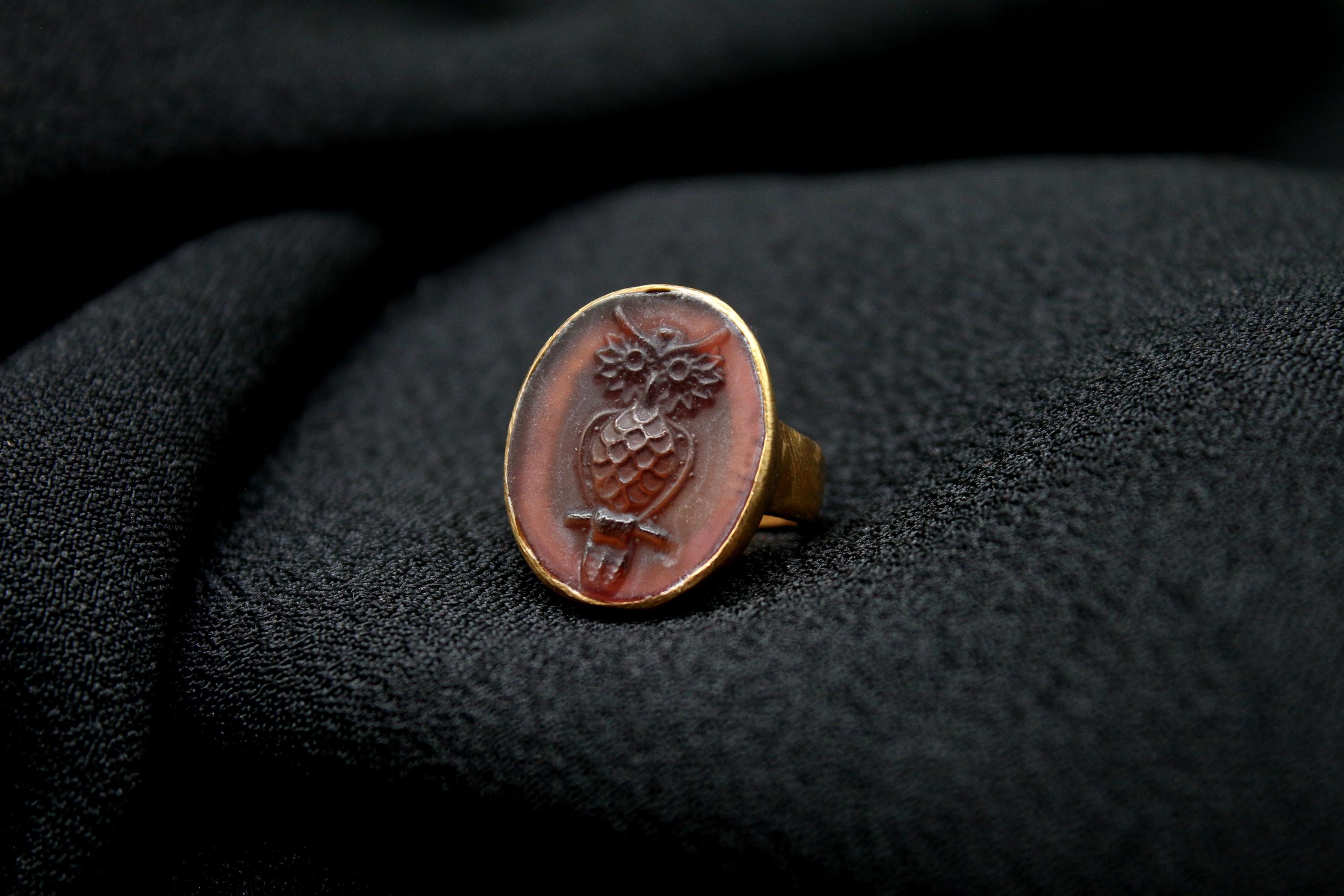 Owl Venetian Intaglio Silver Ring: A Timeless Antique-Inspired Christmas Gift For Her