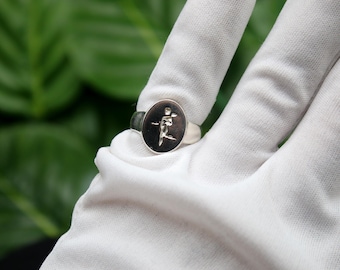 Griechische Münze Aphrodite Siegelring, kleiner Finger Ring handgemachter Silberschmuck, einzigartiges Weihnachtsgeschenk für sie