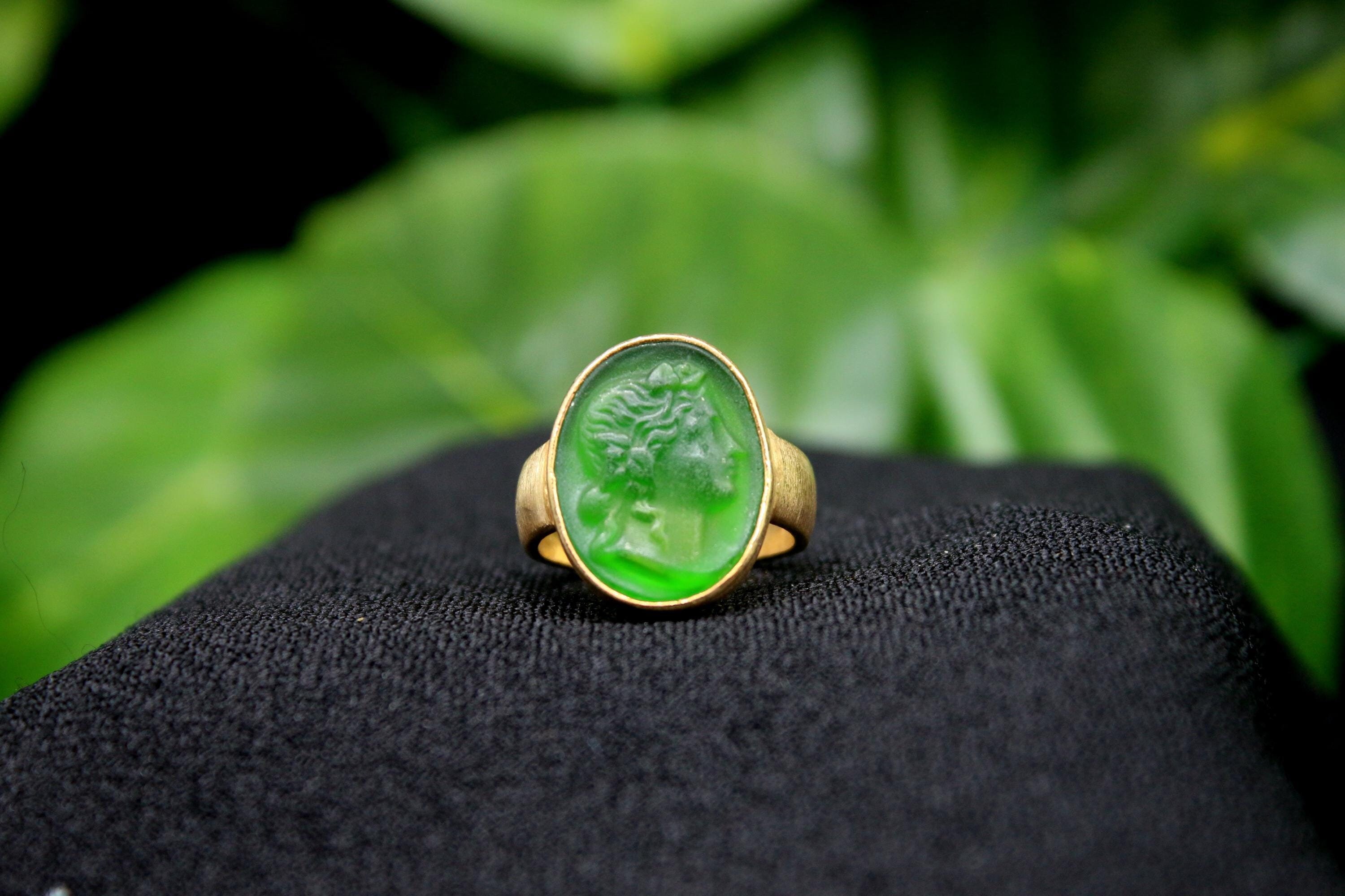 Apollo Intaglio Glass Silver Ring: Handmade Jewelry for a Unique Christmas Gift